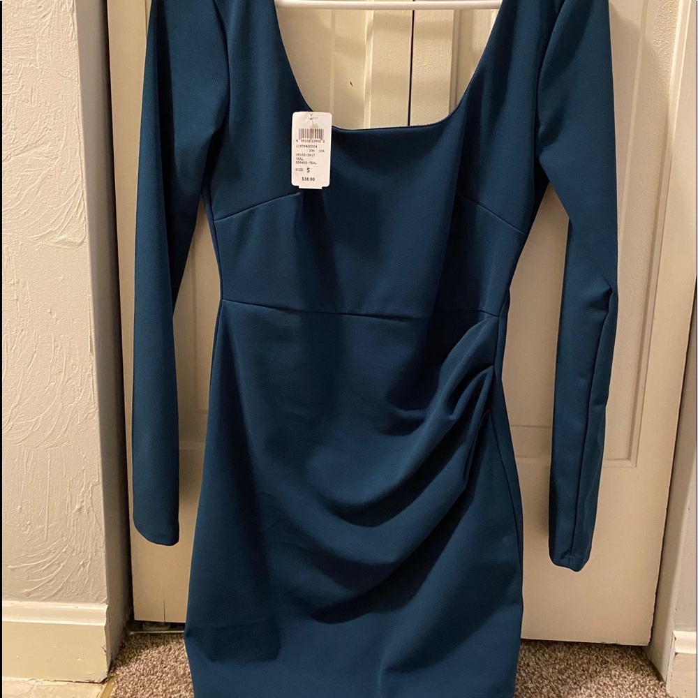 Teal long sleeve dress